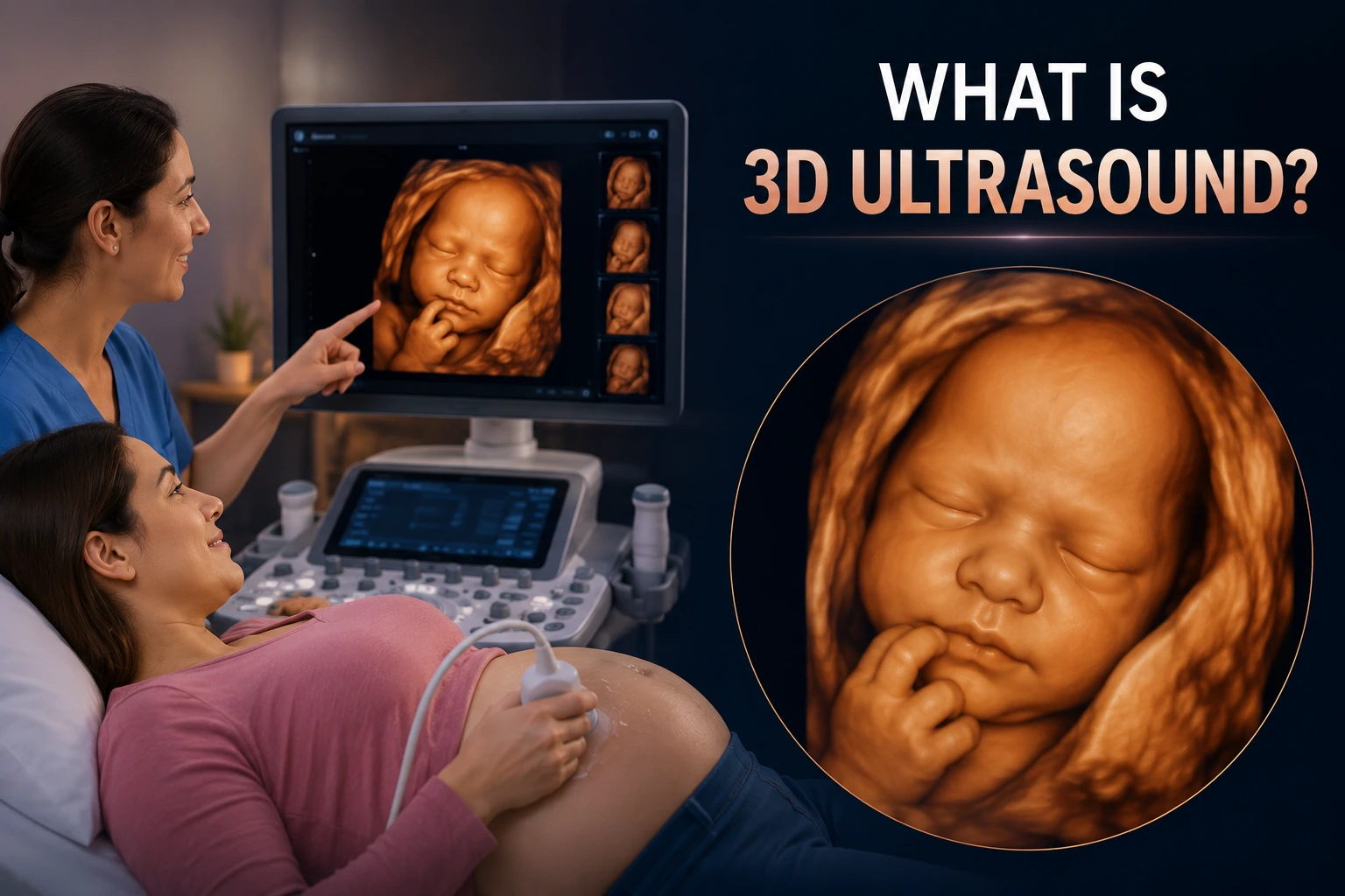 Diagram comparing a 2D ultrasound slice to a reconstructed 3D ultrasound volume