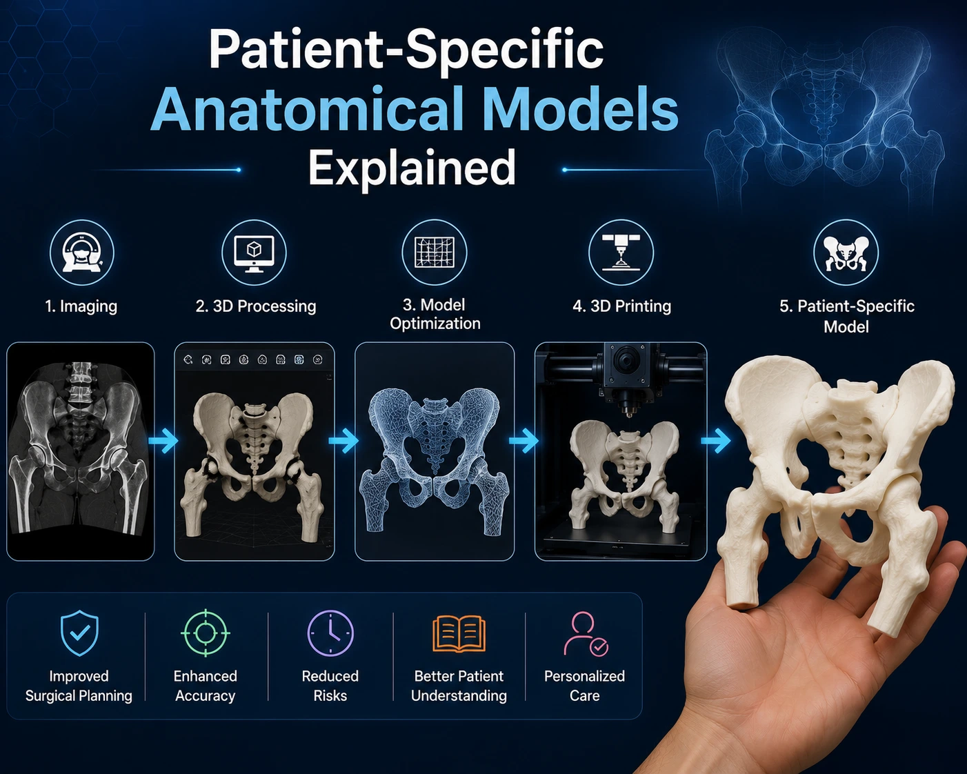 3D printed patient-specific spine model on a clinical desk