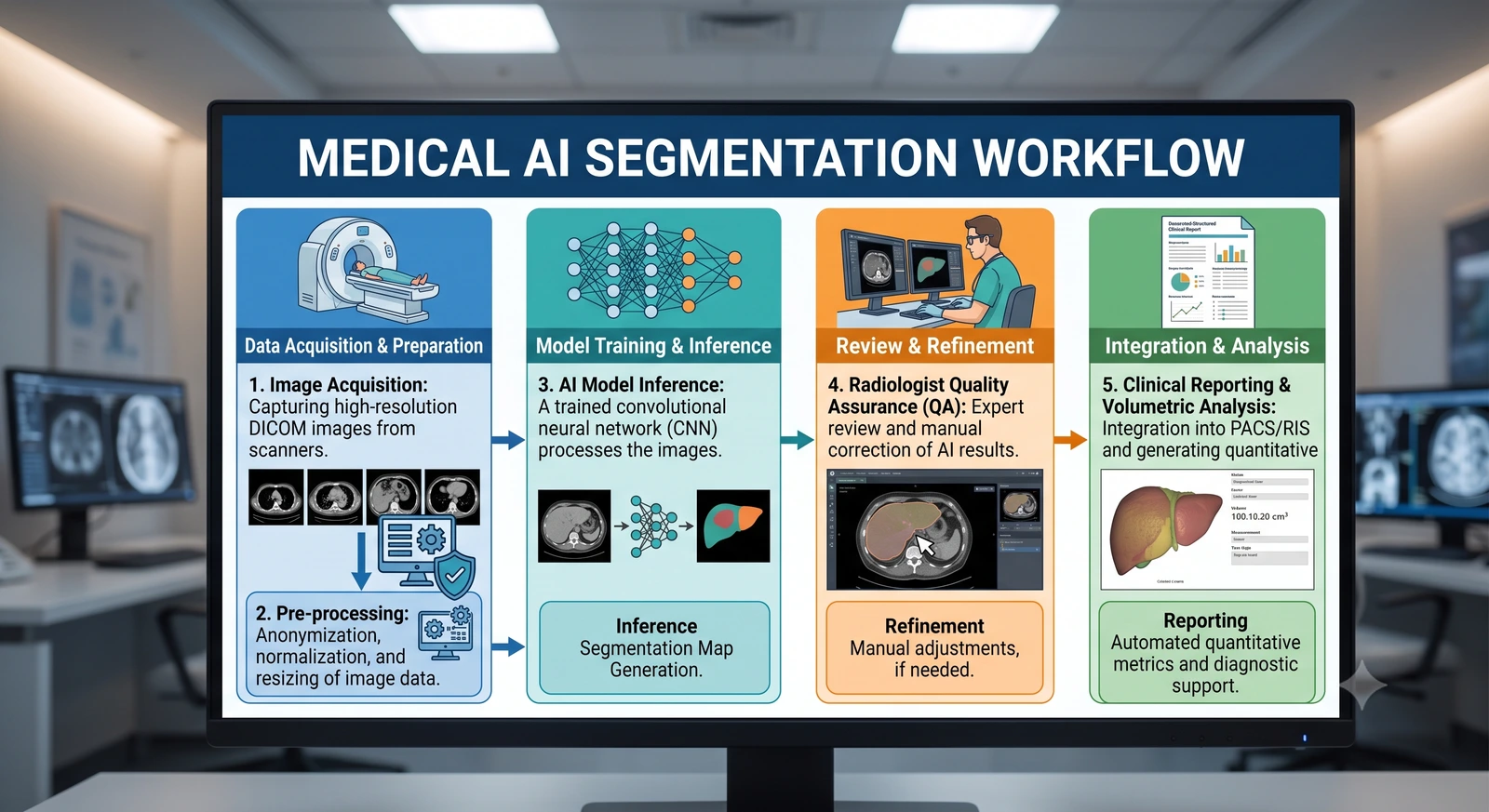 Abstract illustration of a neural network overlaid on a medical scan